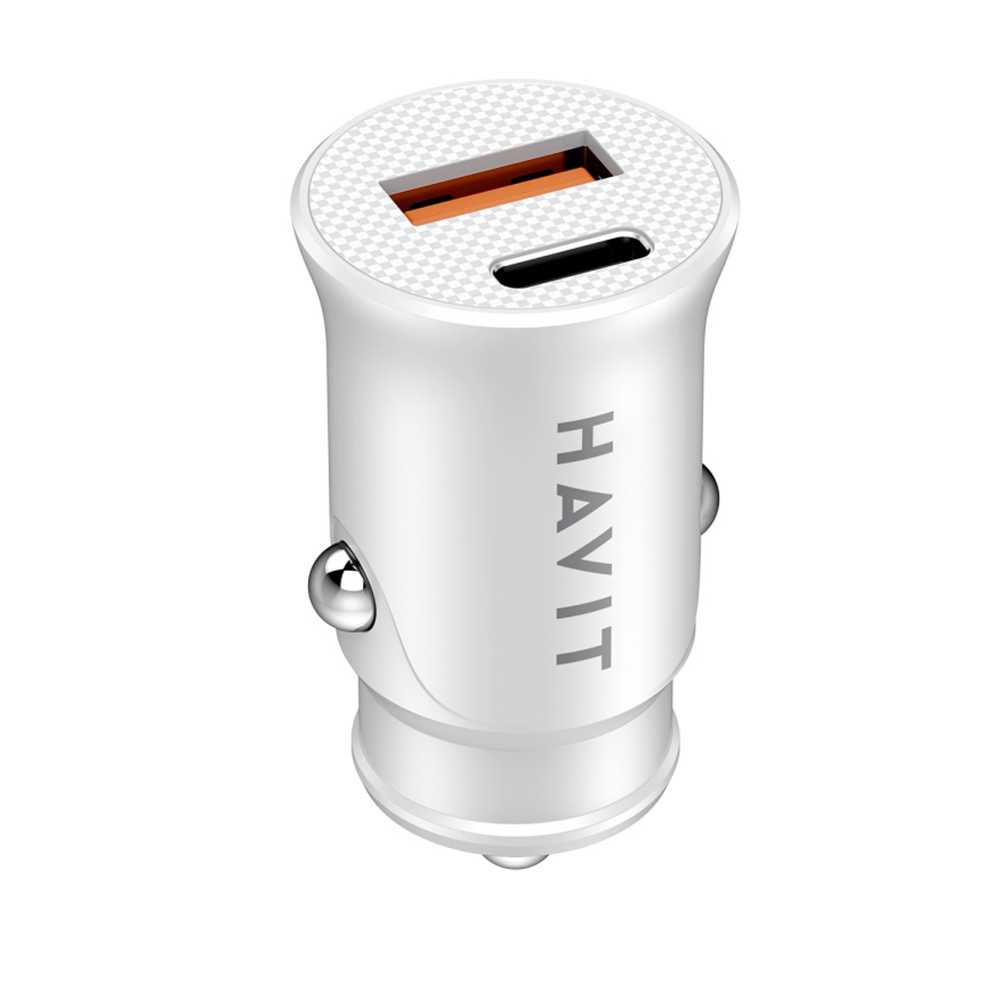 Зарядно за кола, USB, Type-C, PD20W, 3A - Havit (CC2022) - Бяло