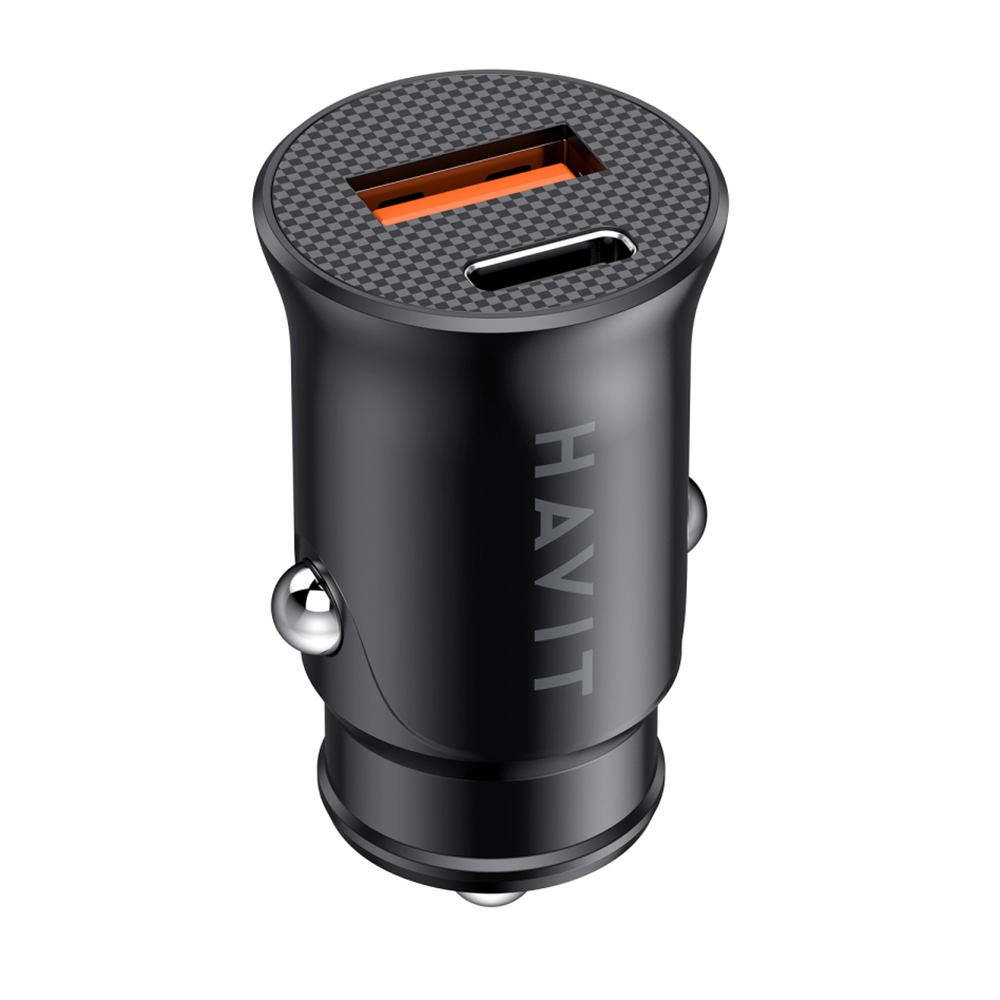 Зарядно за кола, USB, Type-C, PD20W, 3A - Havit (CC2022) - Черно