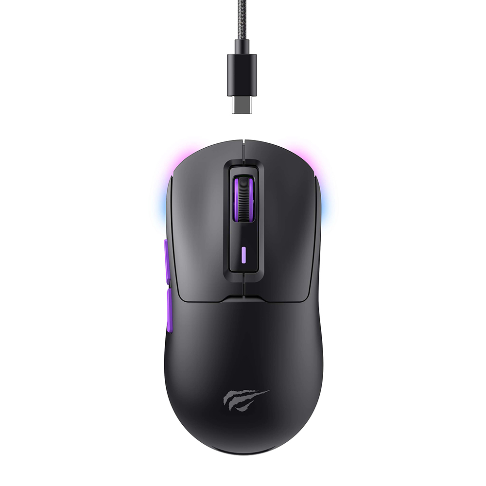 Безжична мишка за видеоигри 1000 - 16000DPI, 150mAh, 1.6m, 5V - Havit MS969WB - черен / лилав