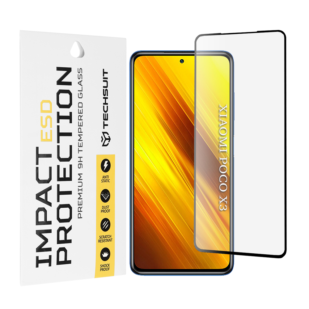 Капак за Xiaomi Poco X3 / Poco X3 NFC / Poco X3 Pro - Techsuit ESD Glass - Черен