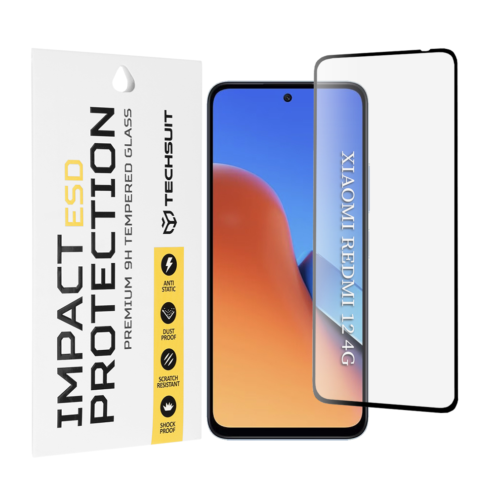 Капак за Xiaomi Redmi 12 4G / 12 5G / 13 / Poco M6 4G - Techsuit ESD Glass - Черен
