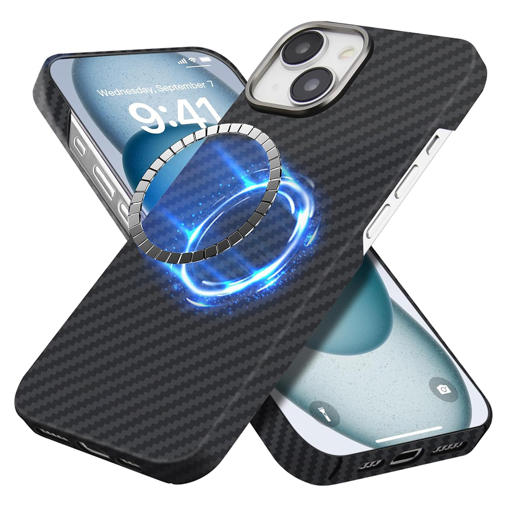 Калъф за iPhone 15 - Techsuit Aramid Fiber MagSafe - Черен