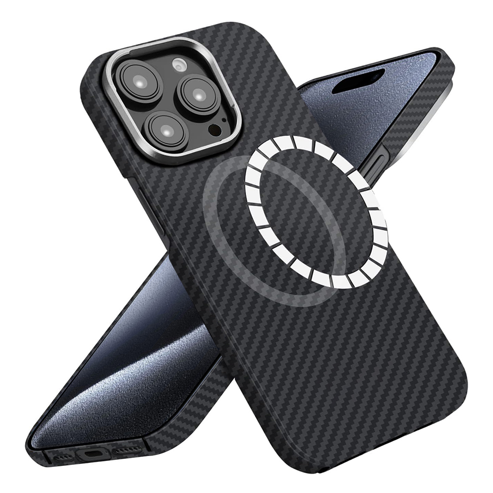 Калъф за iPhone 15 Pro - Techsuit Aramid Fiber MagSafe - Черен
