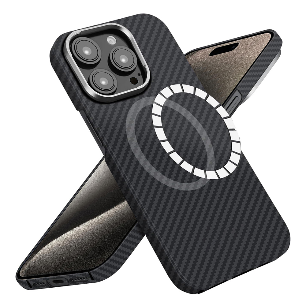 Калъф за iPhone 15 Pro Max - Techsuit Aramid Fiber MagSafe - Черен