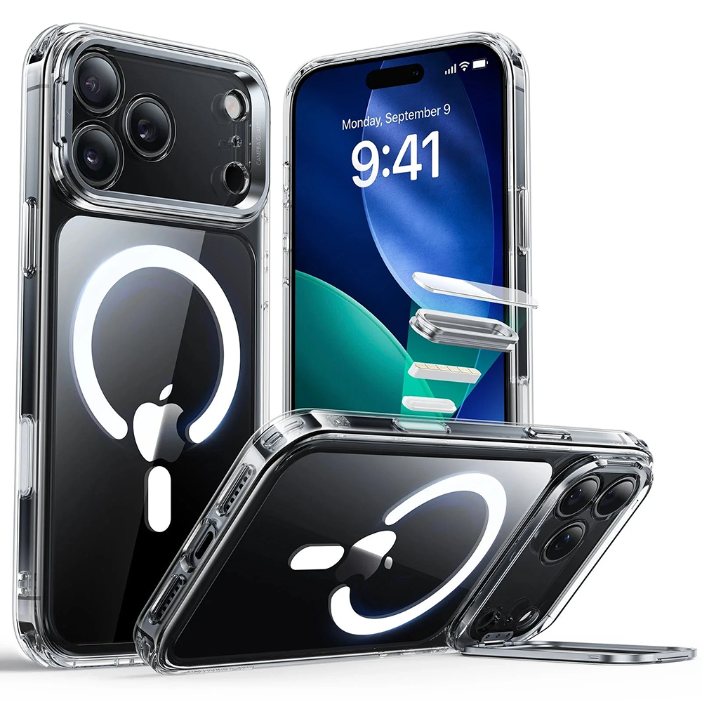 Калъф за iPhone 17 Pro - ESR Classic Hybrid Hybrid HaloLock Kickstand - Прозрачен