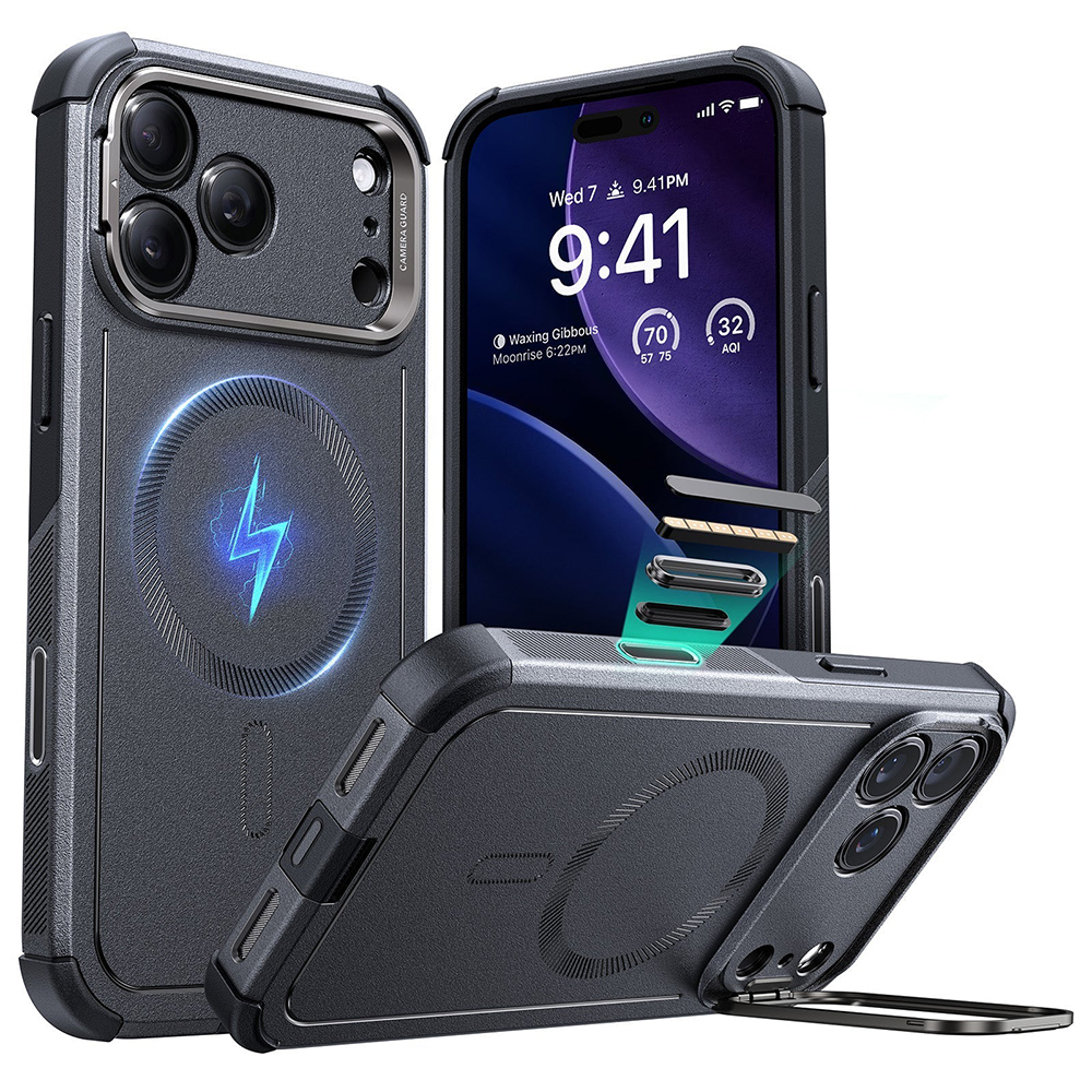 Калъф за iPhone 17 Pro Max - ESR Cyber Armor Kickstand - Сив