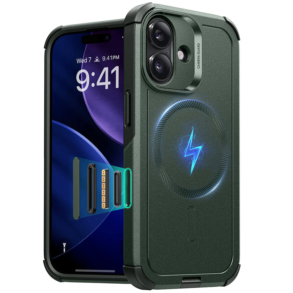 Калъф за iPhone 17 - ESR Cyber Halolock - Зелен