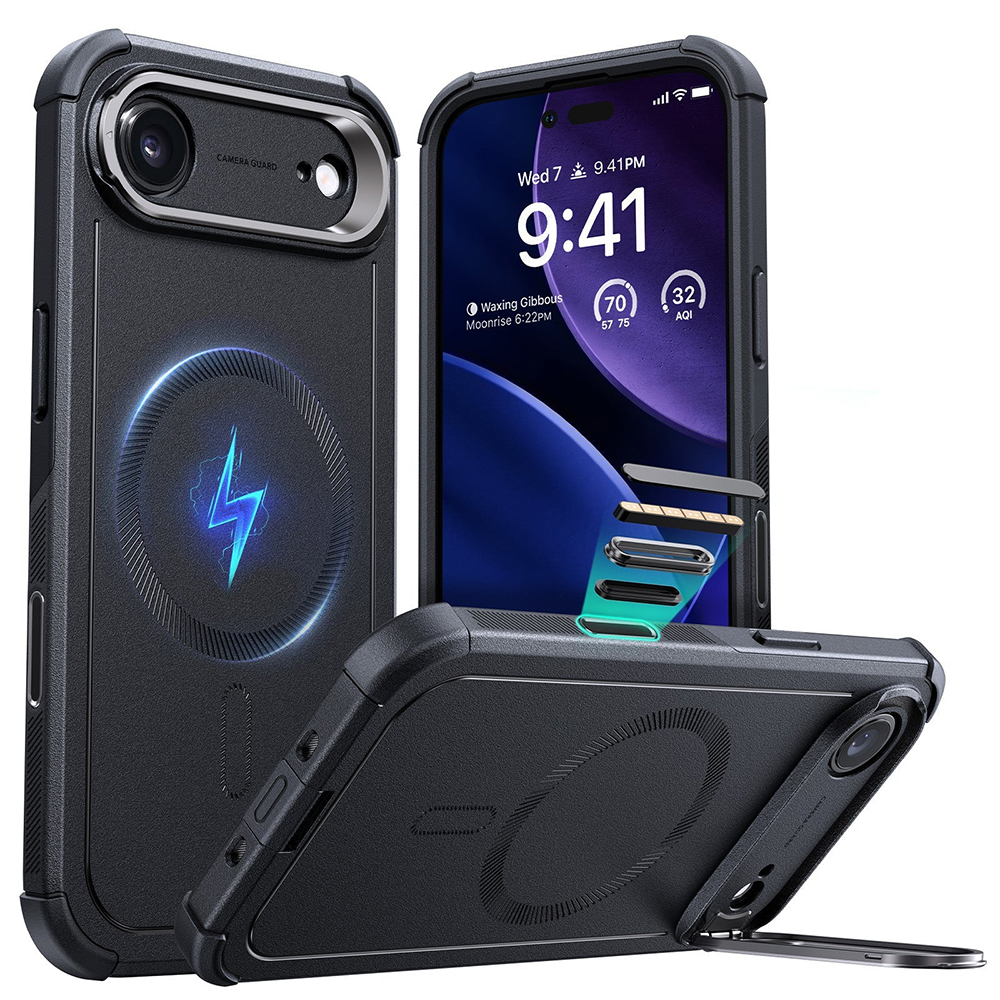 Калъф за iPhone 17 Air - ESR Cyber Armor Kickstand - Черен