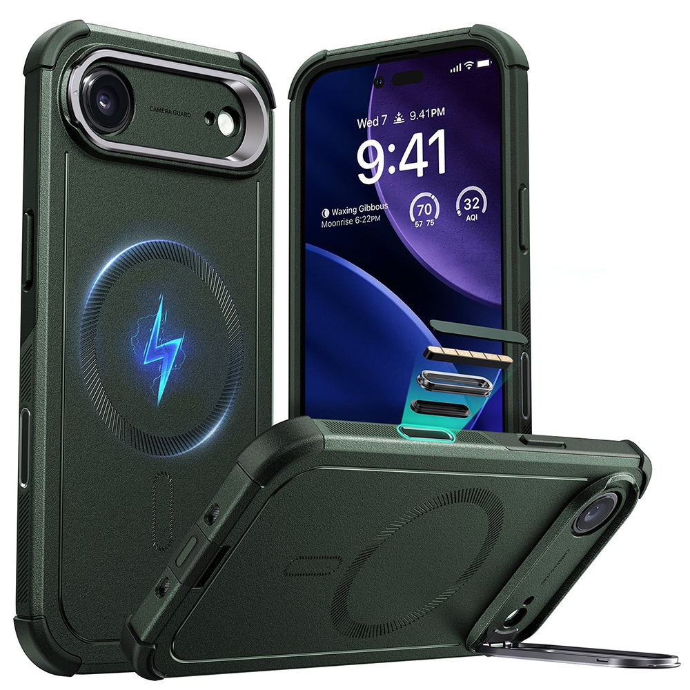Калъф за iPhone 17 Air - ESR Cyber Armor Kickstand - Зелен