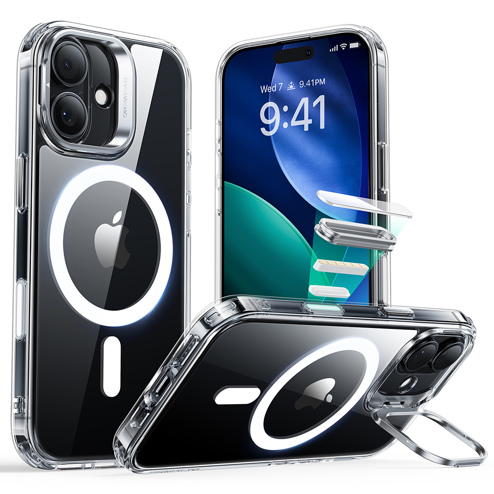 Калъф за iPhone 17 - ESR Classic Hybrid Hybrid HaloLock Kickstand - Прозрачен