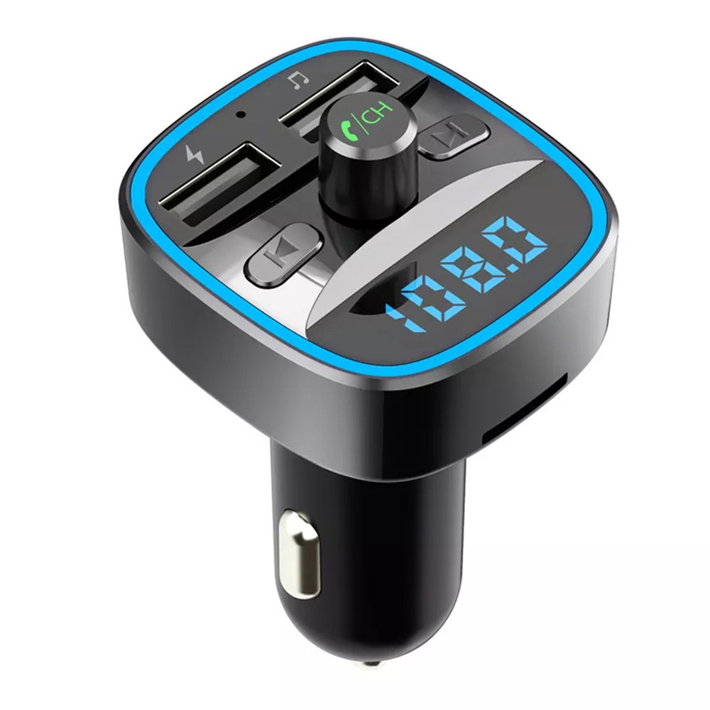 FM модулатор, USB, SD карта, Bluetooth, синя околна светлина - Techsuit JamLink MFM2 MFM2 - Черен
