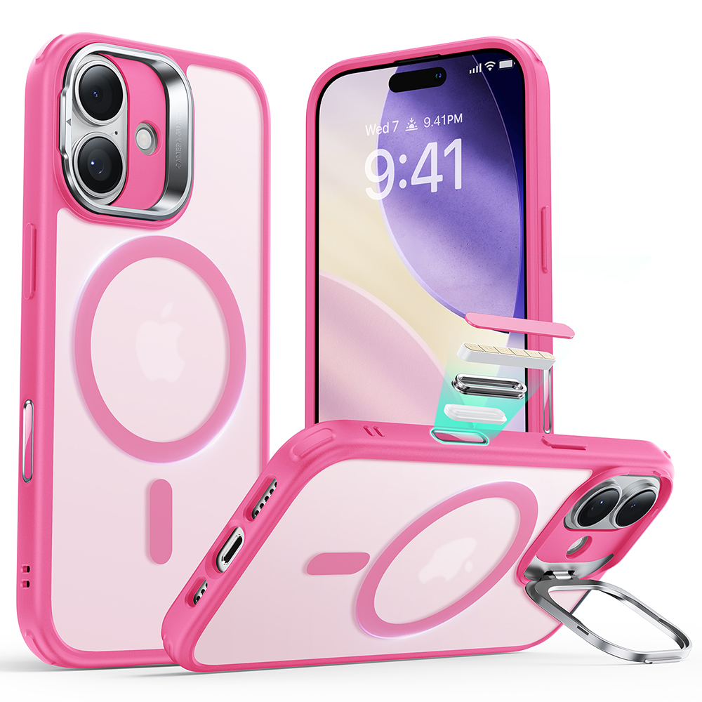 Калъф за iPhone 17 - ESR Classic Hybrid Hybrid HaloLock Kickstand - Frosted Розов