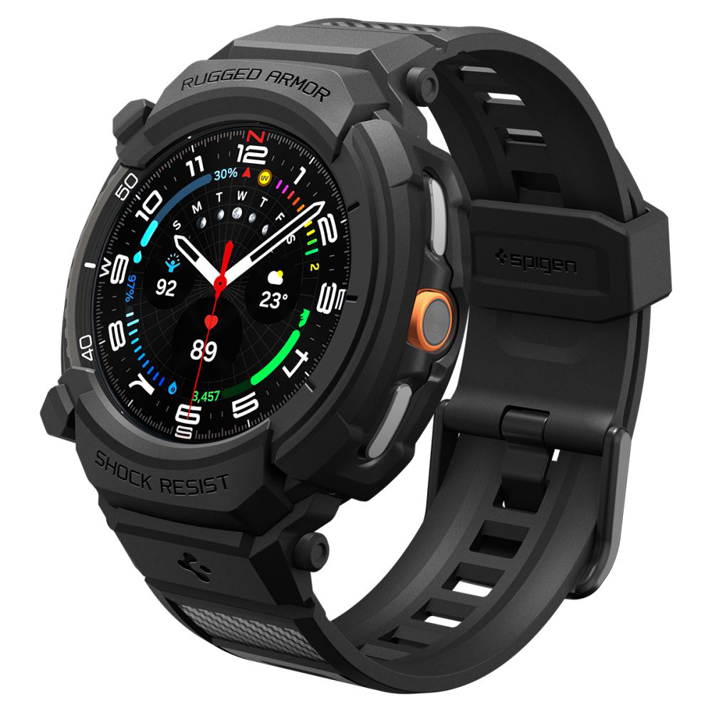 Калъф за Samsung Galaxy Watch8 Classic + каишка - Spigen Rugged Armor Pro (ACS10013) - черен мат