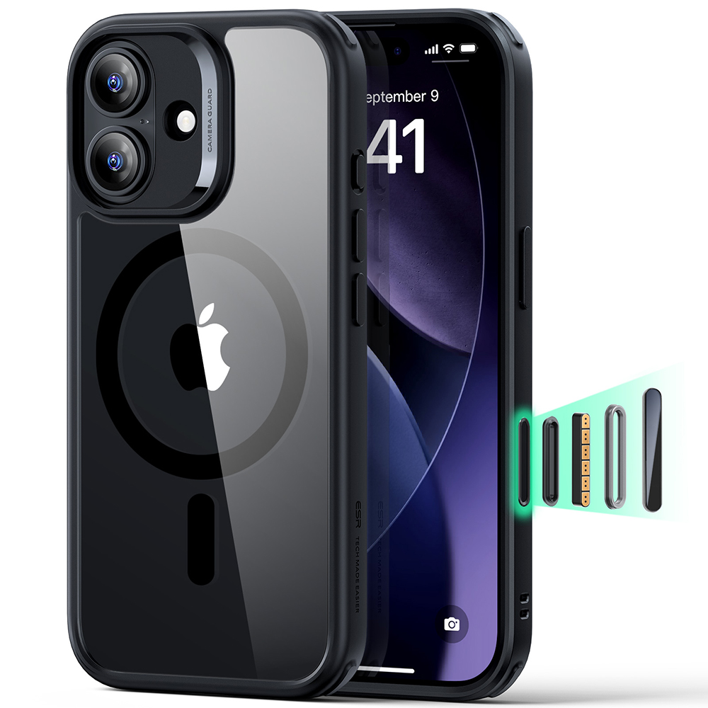 Калъф за iPhone 17 - ESR Classic Hybrid HaloLock - Прозрачен Черен