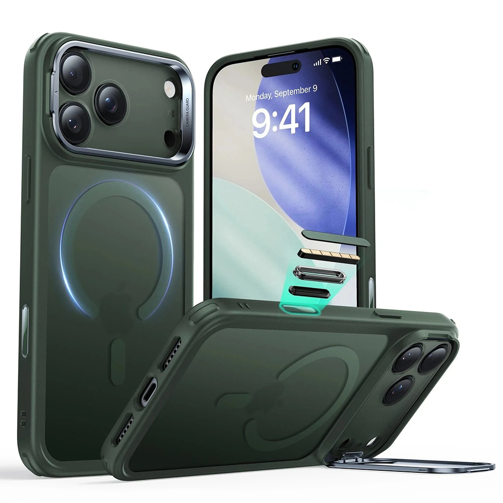 Калъф за iPhone 17 Pro - ESR Classic Hybrid Hybrid HaloLock Kickstand - Frosted Зелен