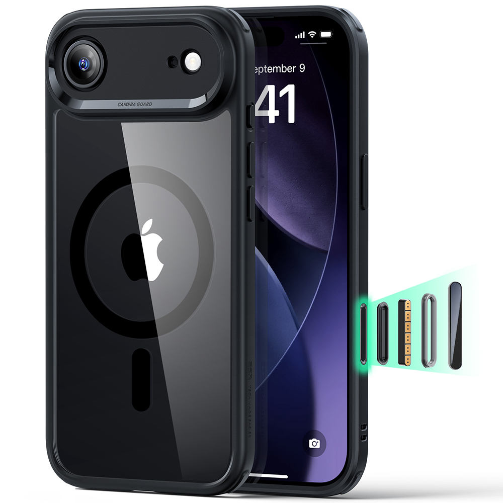 Калъф за iPhone 17 Air - ESR Classic Hybrid HaloLock - Прозрачен Черен