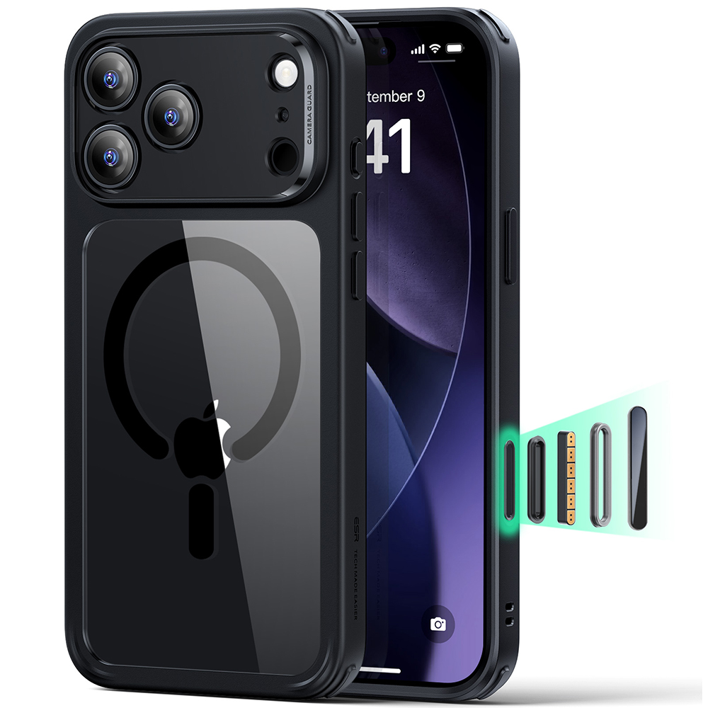 Калъф за iPhone 17 Pro Max - ESR Classic Classic Hybrid HaloLock - Прозрачен Черен