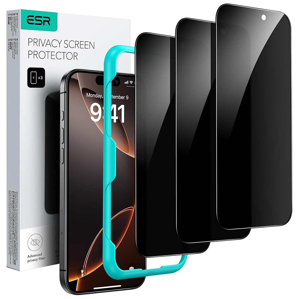 Калъф за iPhone 17 Air (комплект от 3) - ESR TPrivacy Tempered Glass - Черен