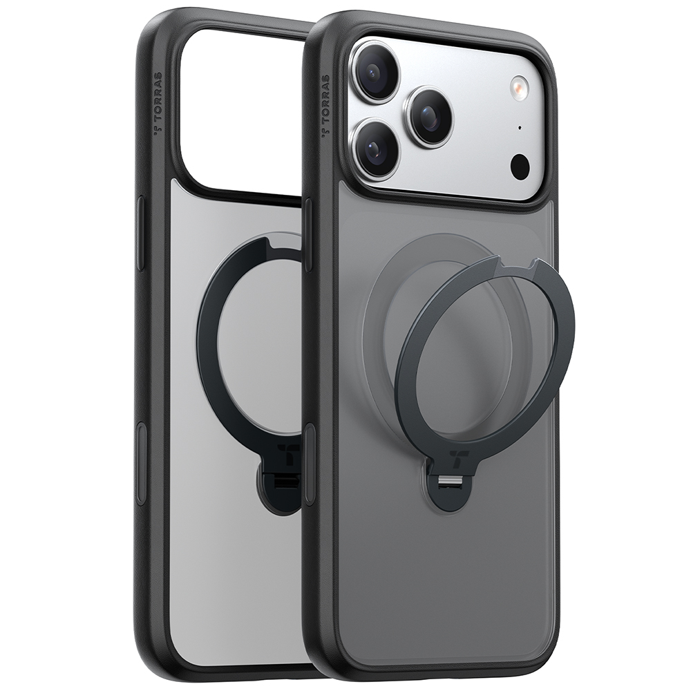 Калъф за iPhone 17 Pro - Torras Ostand Spin MagSafe Series - Черен