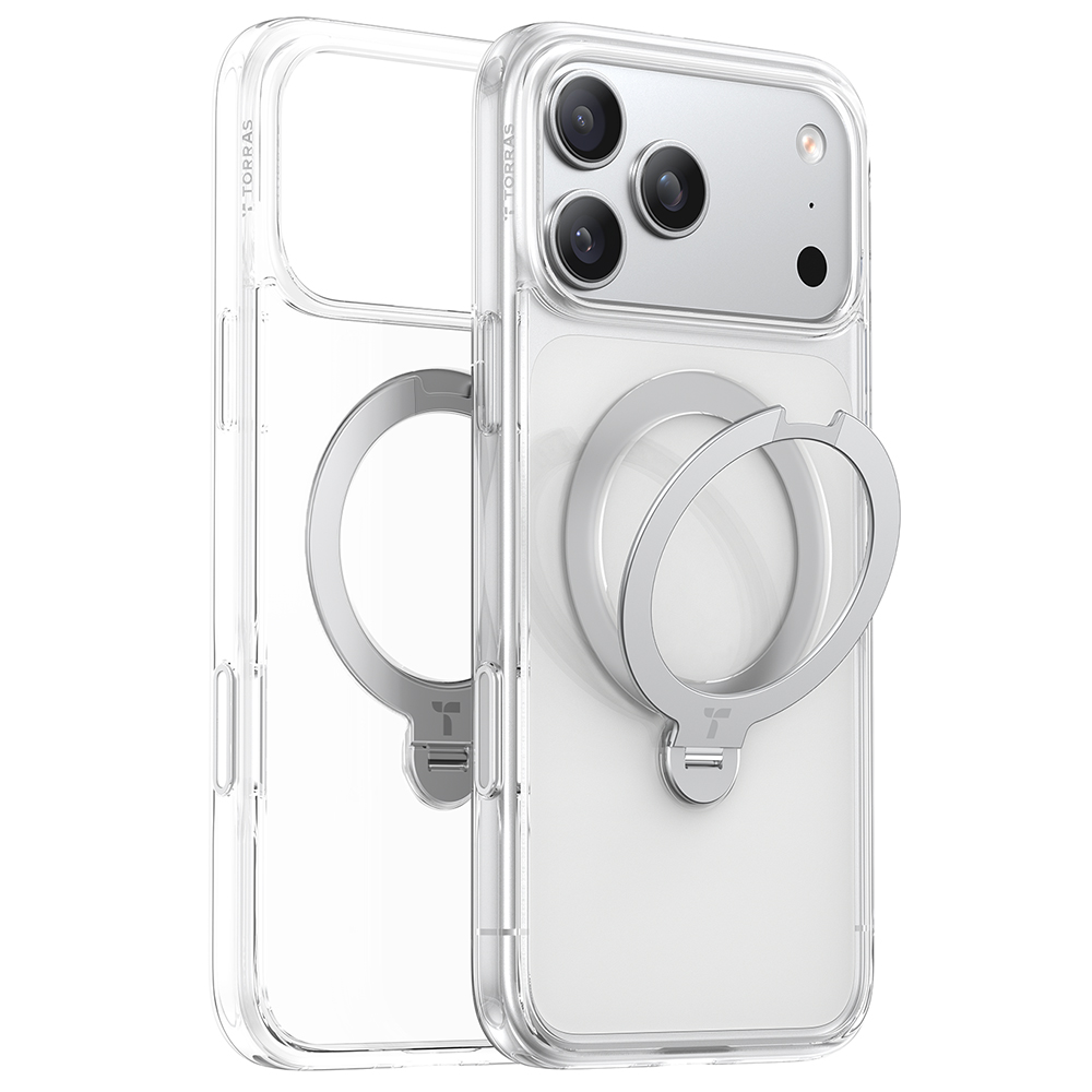 Калъф за iPhone 17 Pro Max - Torras Ostand Spin MagSafe Series - Прозрачен