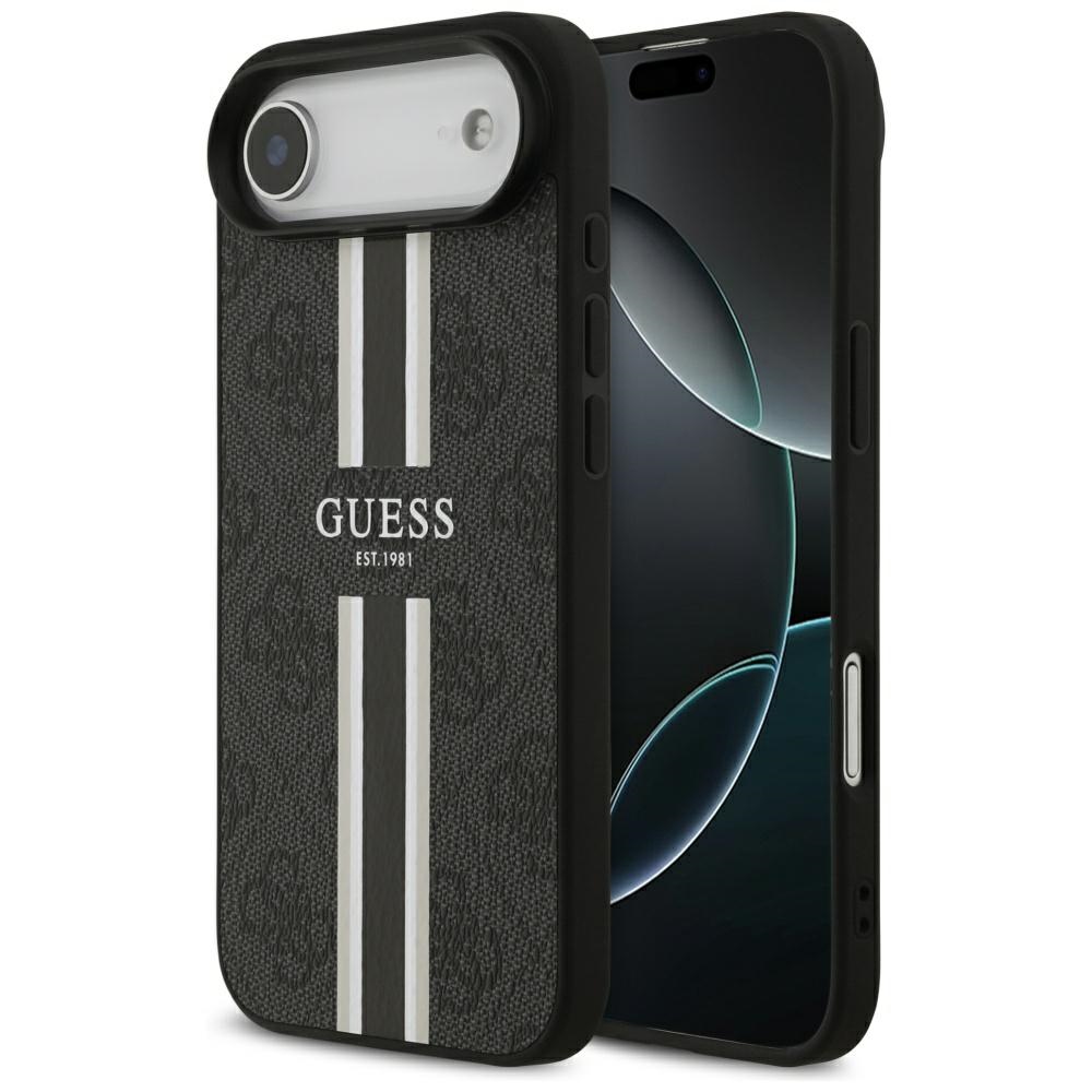 Калъф за iPhone 17 Air - Guess Hardcase 4G Printed Stripes MagSafe (GUHMP17MP4RPSK) - Черен