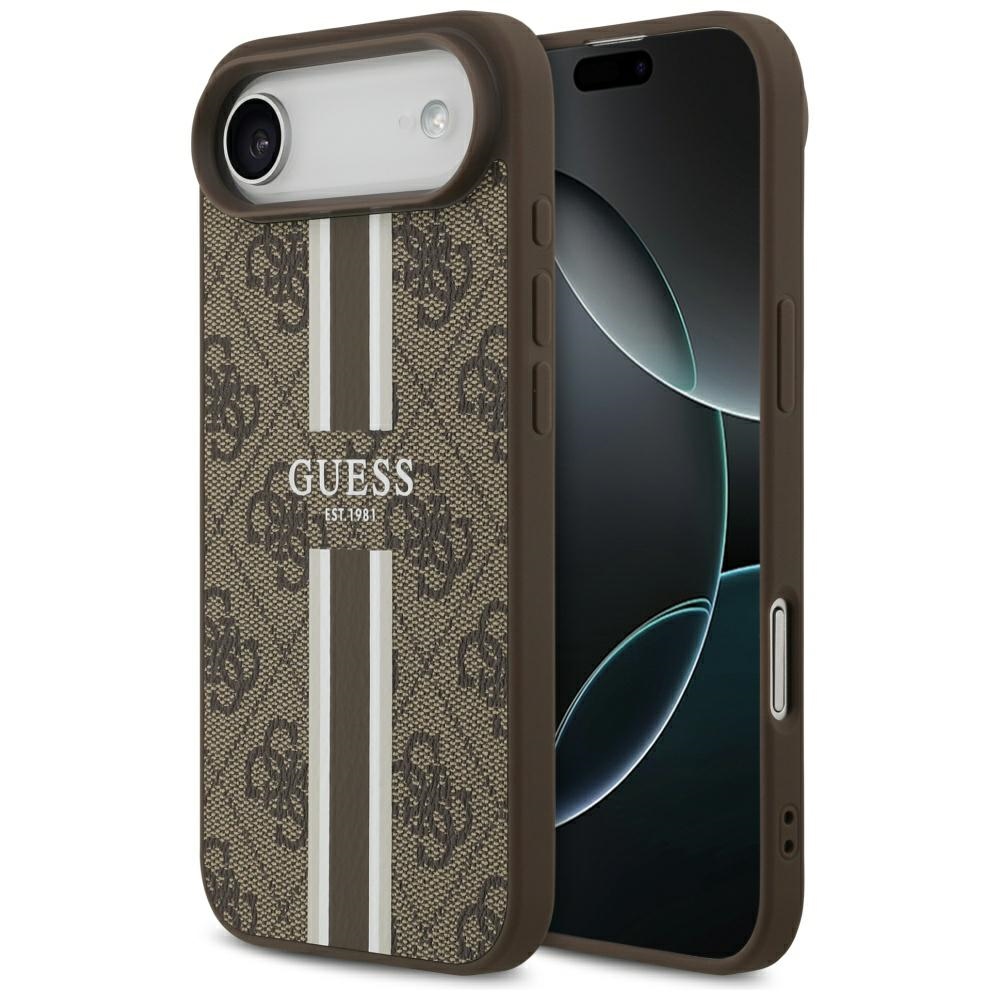 Калъф за iPhone 17 Air - Guess Hardcase 4G Printed Stripes MagSafe (GUHMP17MP4RPSW) - Кафяв
