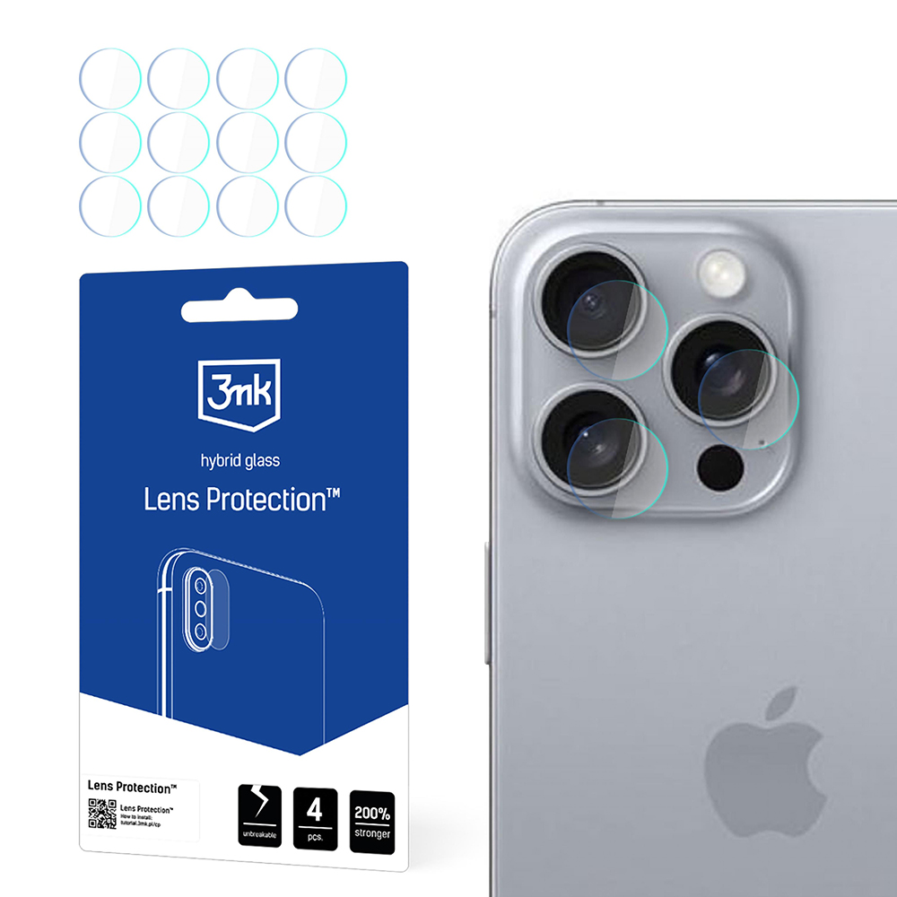 Калъф за iPhone 16 Pro (комплект 4) - 3mk Lens Protection - Прозрачен