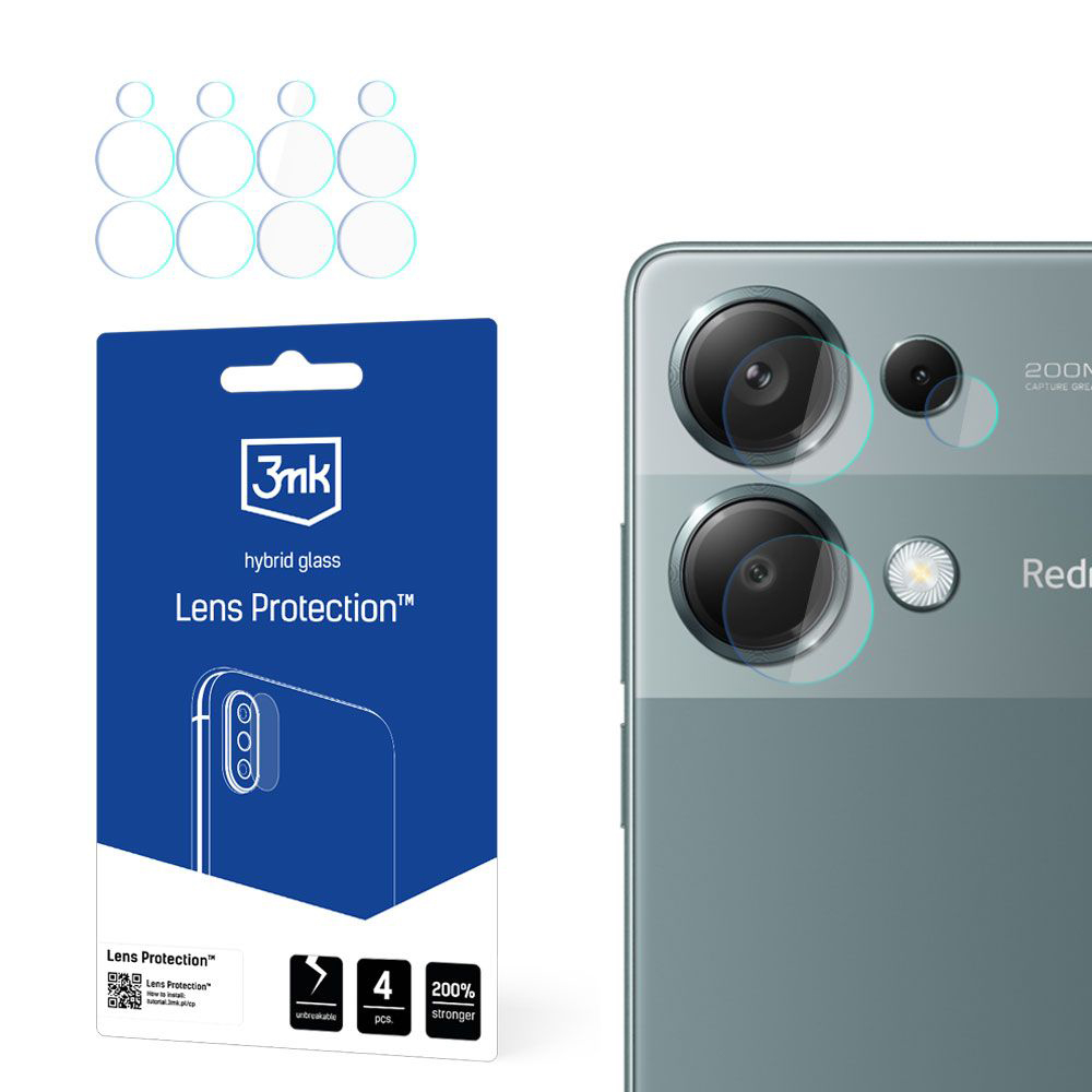 Капак за Xiaomi Redmi Note 13 Pro 4G (комплект от 4 бр.) - 3mk защита на обектива - Прозрачен
