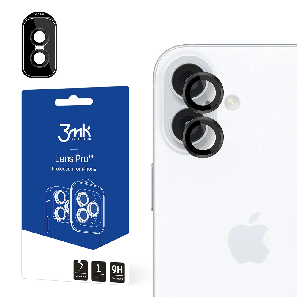 Калъф за iPhone 16 / iPhone 16 Plus - 3mk Lens Protection Pro - Черен