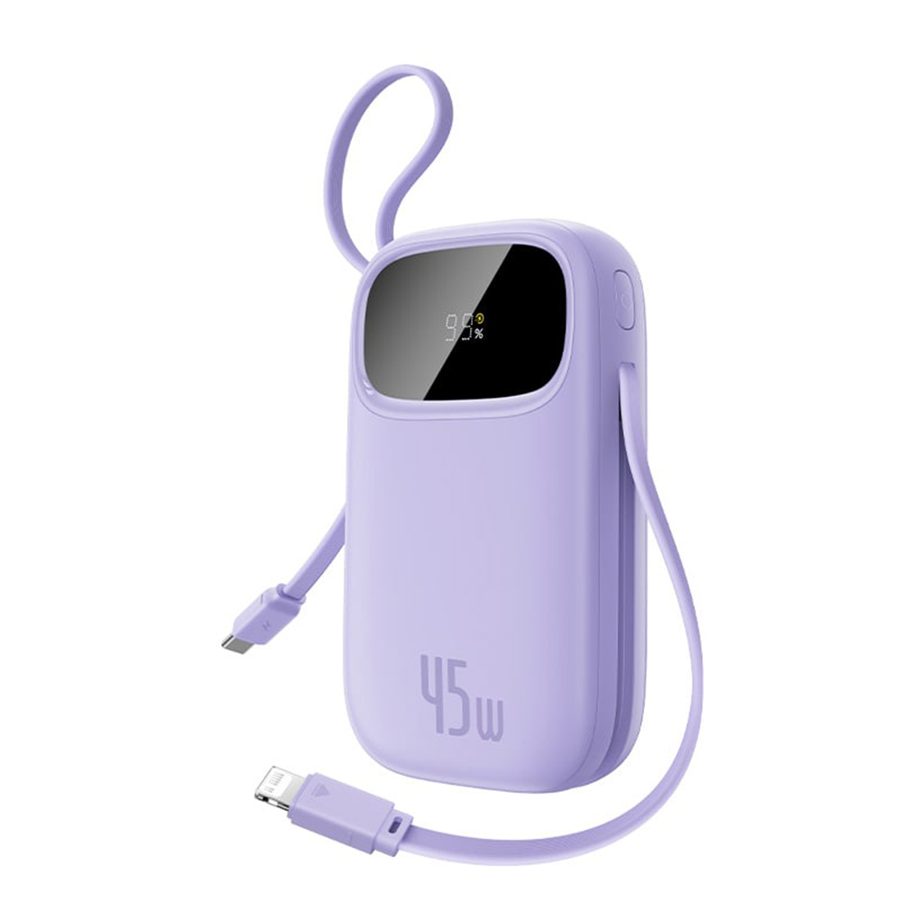 Power Bank, USB-C/Lightning кабели, 10000mAh, 45W, цифров дисплей - Baseus EnerFill FC31 Qpow 3 (E0028C02) - Nebula Лилав