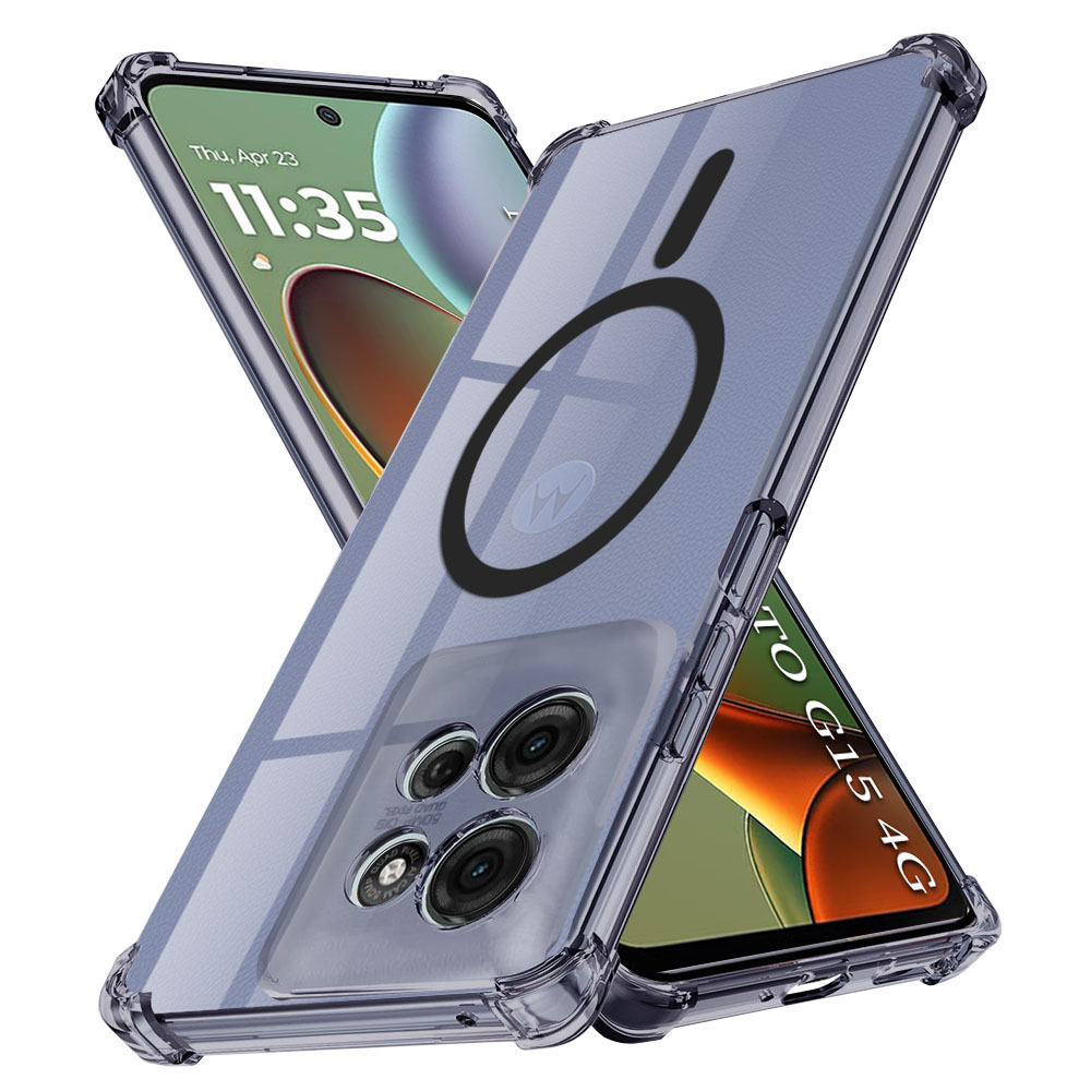 Калъф за Motorola Moto Moto G15 / G15 Power / G17 / G17 Power - Techsuit Shockproof Прозрачен Silicone MagSafe - Smoke Черен