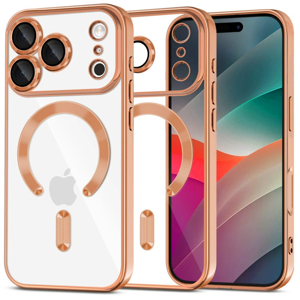 Калъф за iPhone 17 Pro Max - Techsuit Luxury Crystal MagSafe - Оранжев
