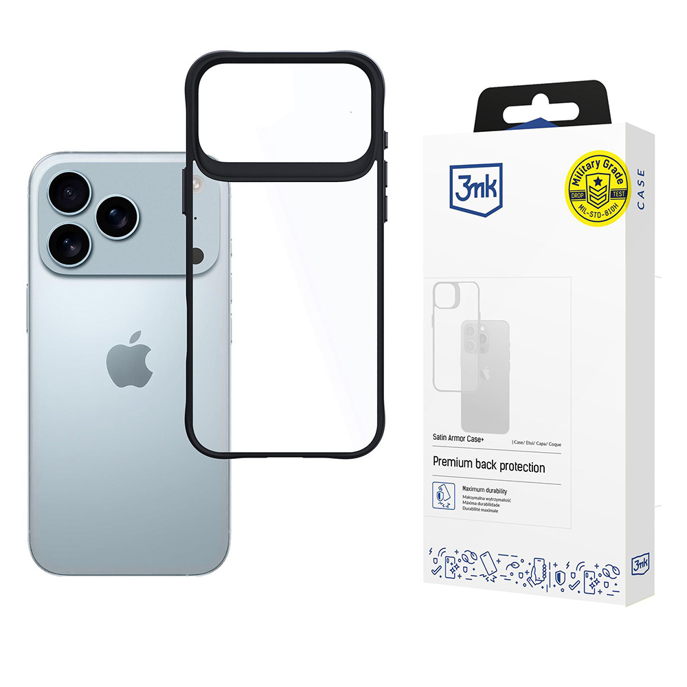 Калъф за iPhone 17 Pro Max - 3mk Satin Armor Case+ - Черен