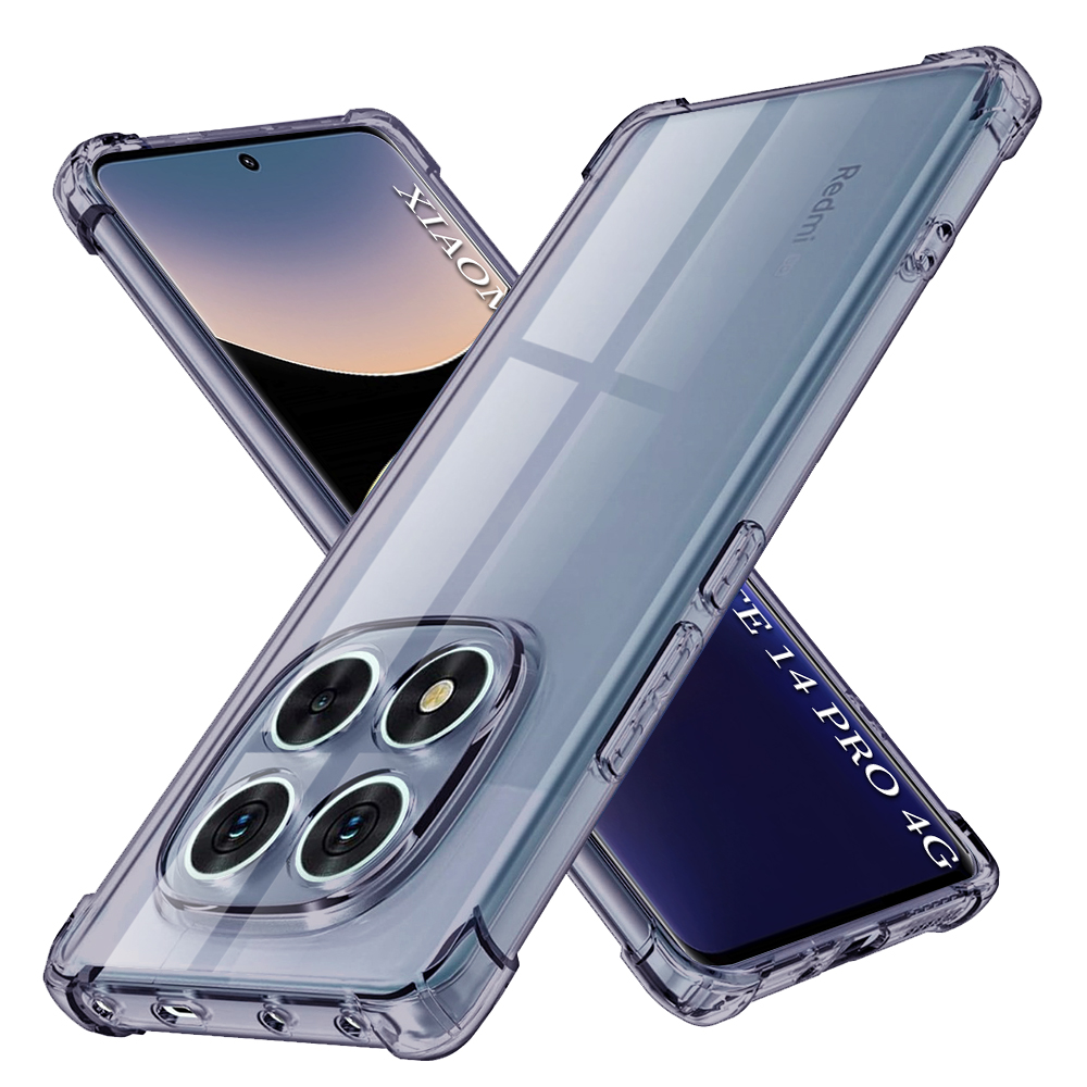 Калъф за Xiaomi Redmi Note 14 Pro 4G - Techsuit Shockproof Прозрачен Silicone - Smoke Черен