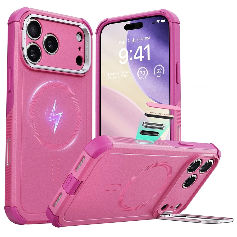 Калъф за iPhone 17 Pro - ESR Cyber Armor Kickstand - Rosy Розов
