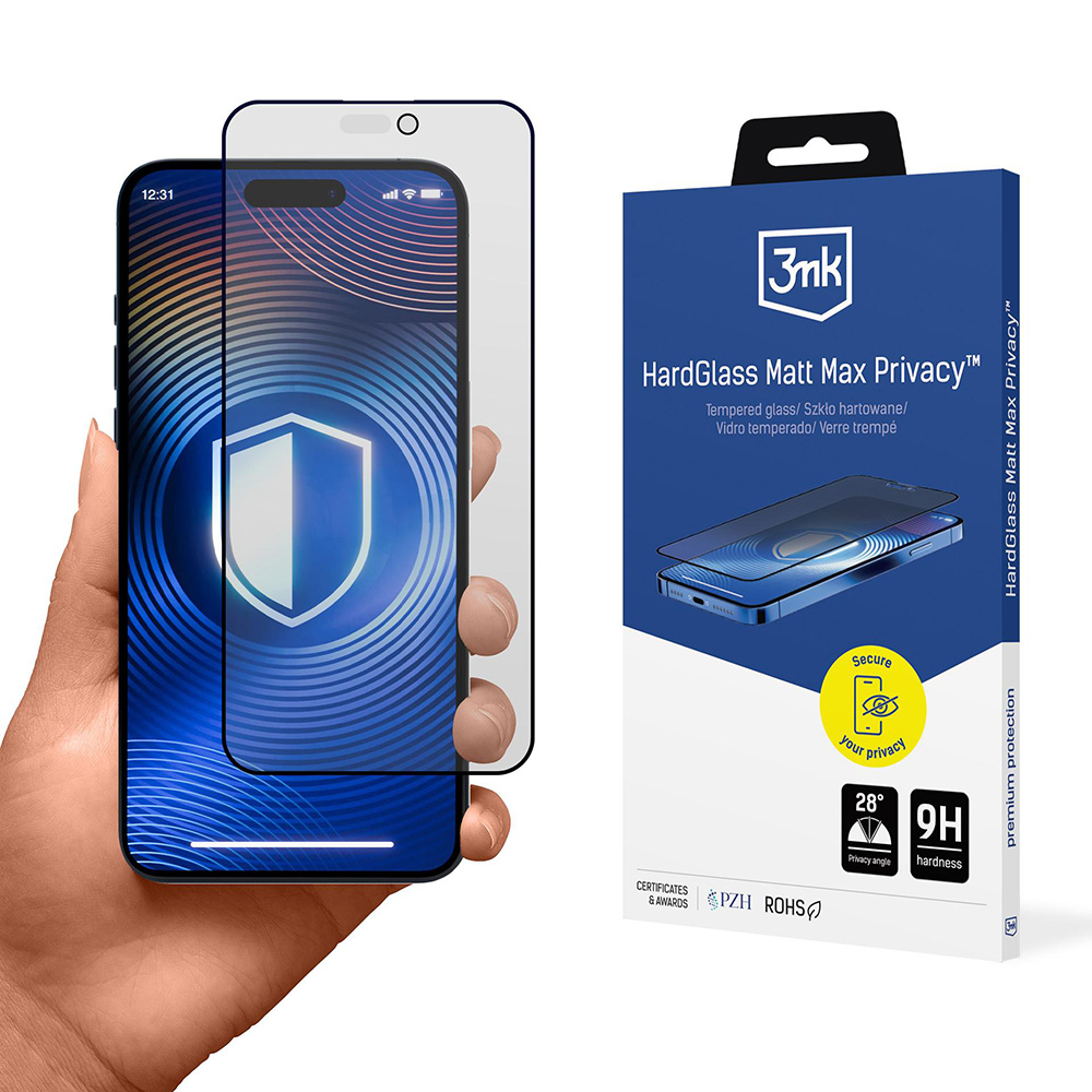 Калъф за iPhone 17 Pro - 3mk HardGlass Matt Matt Max закален протектор за екран - поверителност