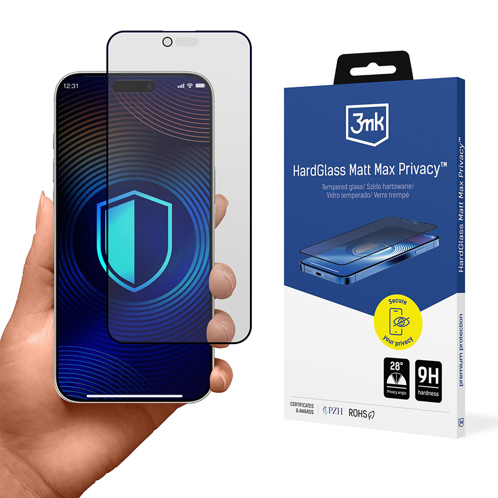 Калъф за iPhone 17 Air - 3mk HardGlass Matt Matt Max закален протектор за екран - поверителност