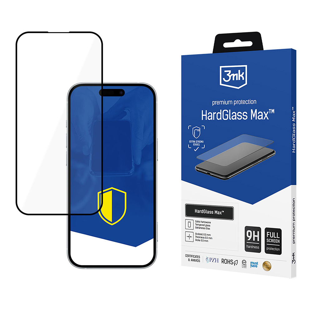 Калъф за iPhone 17 Pro - 3mk HardGlass Max Tempered Screen Protector - Черен