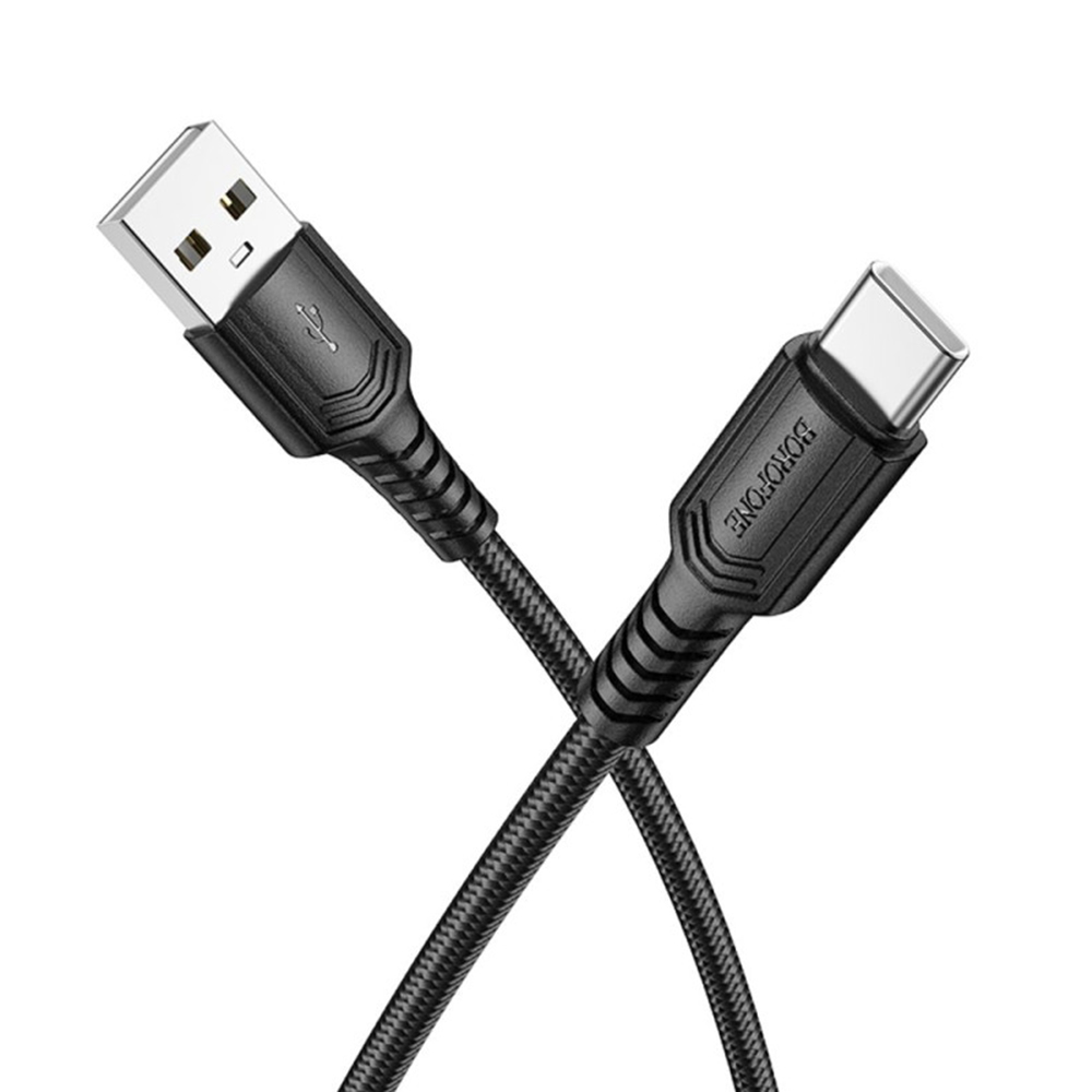 Захранващ кабел, USB към USB-C, 3A, 1m - Borofone (BX116) - Черен