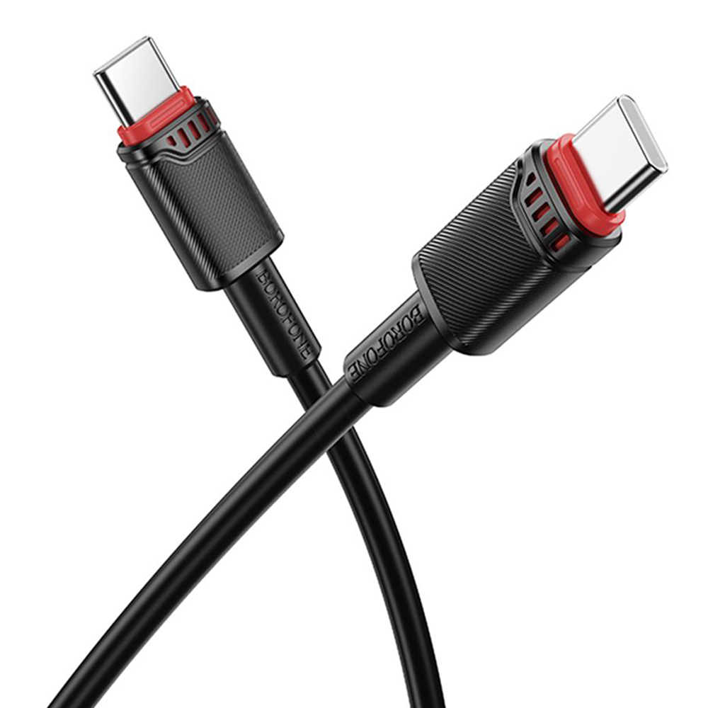 Премиум кабел за зареждане, USB-C, 60W, 1m - Borofone Beneficio (BX110) - Черен