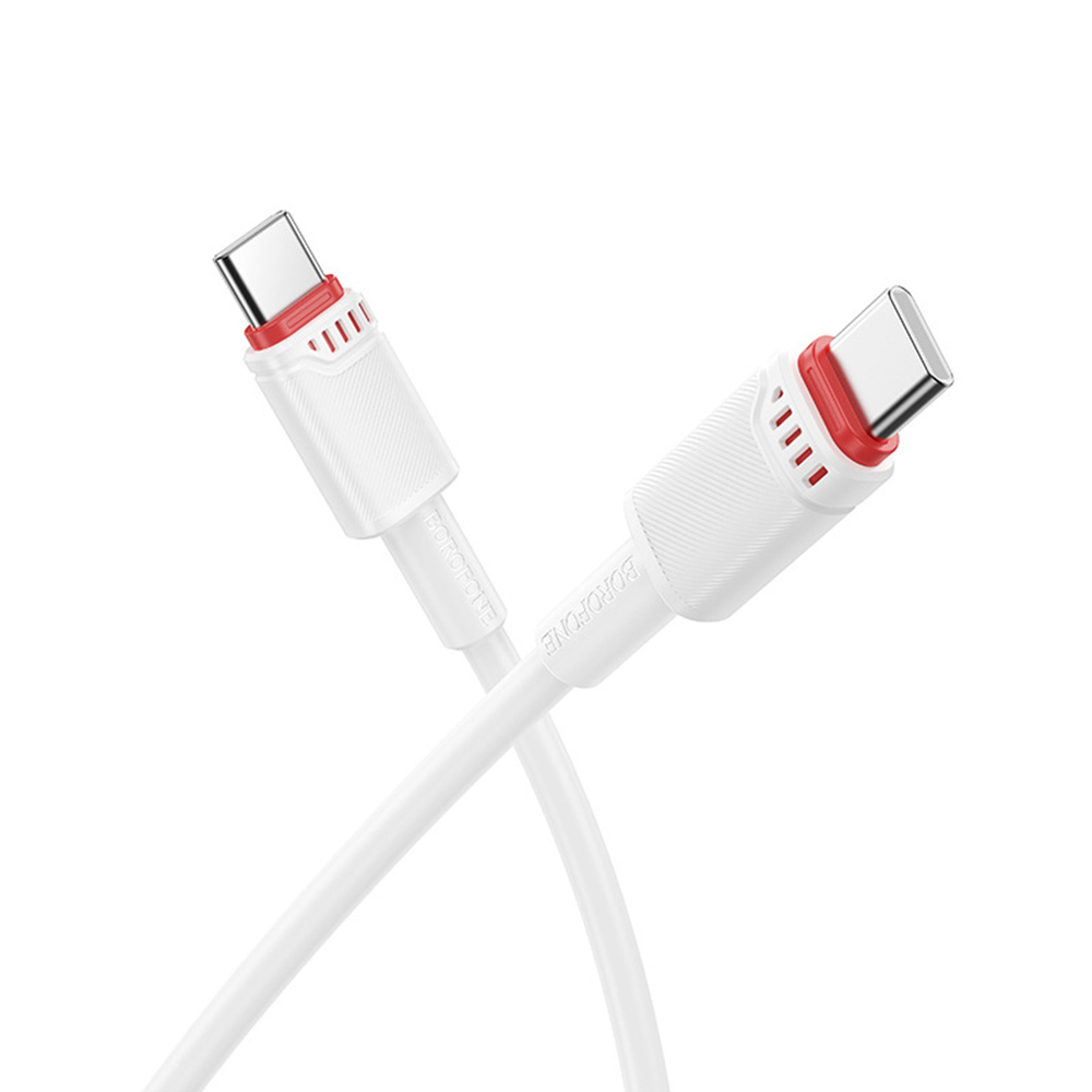 Премиум кабел за зареждане, USB-C, 60W, 1m - Borofone Beneficio (BX110) - Бял