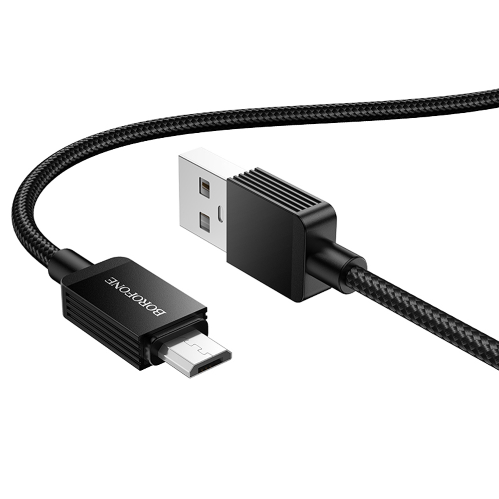 Захранващ кабел, USB към USB-Micro, 2.4A, 1m - Borofone Placer (BX120) - Черен