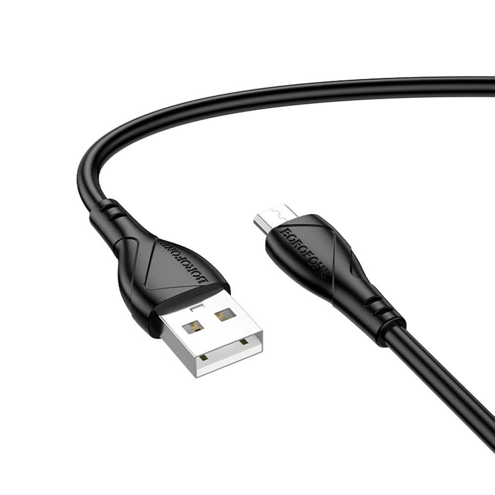 Захранващ кабел, USB / USB-Micro, 2.4A, 1m - Borofone Energy (BX121) - Черен