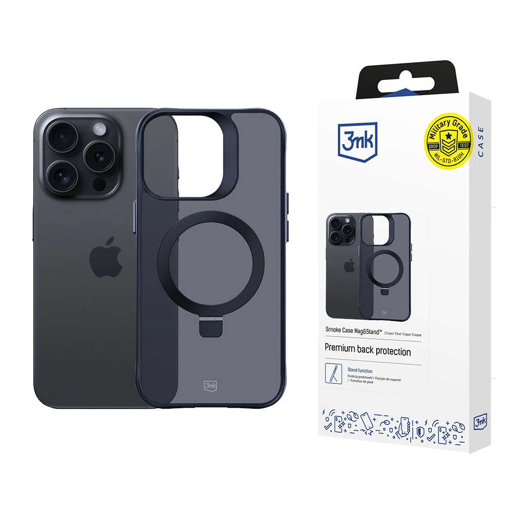 Калъф за iPhone 16 Pro Max - 3mk Smoke Case Mag&Stand - Черен