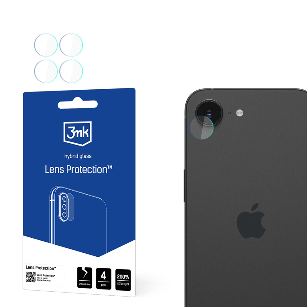 Калъф за iPhone 16e / iPhone 17e (комплект от 4) - 3mk Защита на обектива - Прозрачен