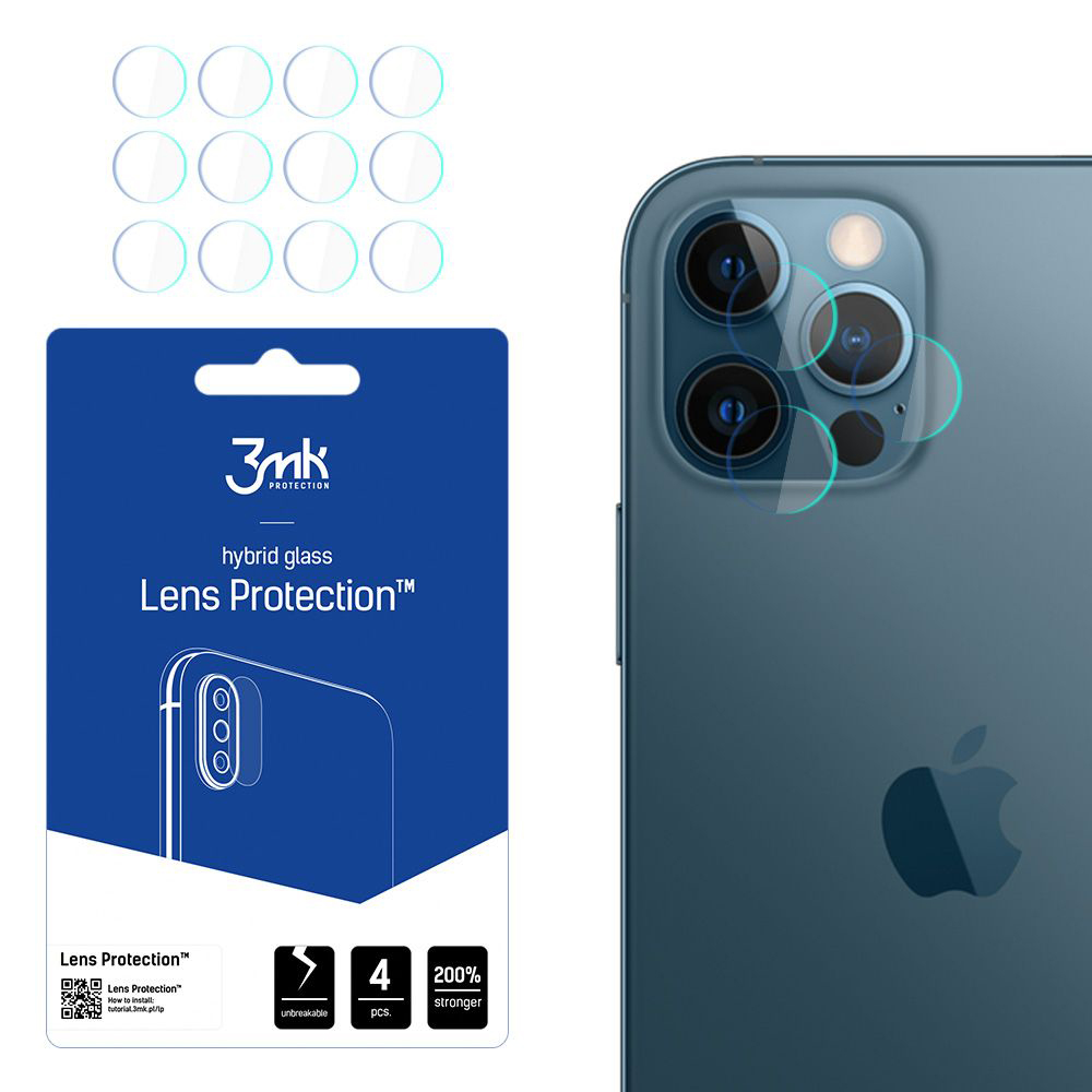 Калъф за iPhone 12 Pro (комплект от 4 броя) - 3mk Lens Protection - Прозрачен