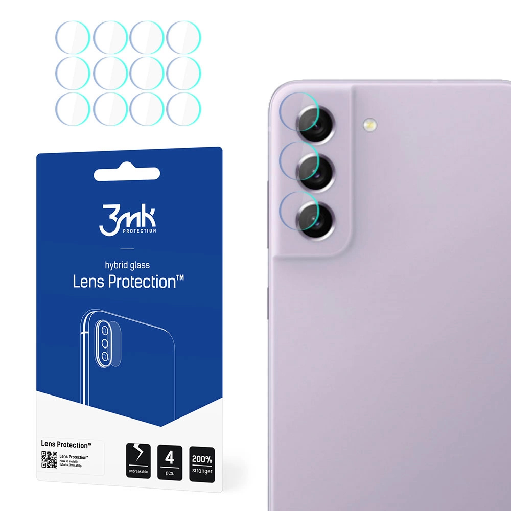 Капак за Samsung Galaxy S21 FE 5G (комплект от 4 бр.) - 3mk защита на обектива - Прозрачен
