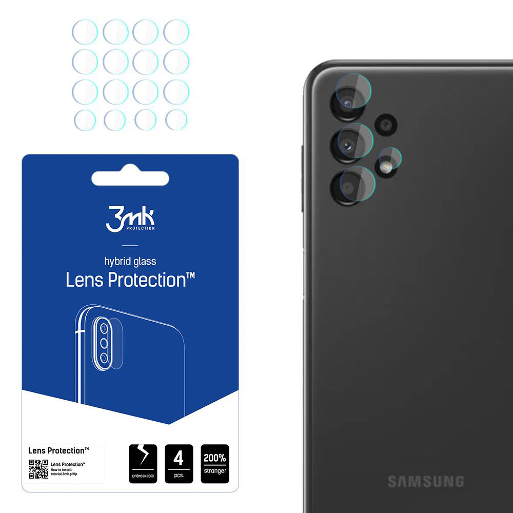 Капак за Samsung Galaxy A13 4G (комплект от 4 бр.) - 3mk защита на обектива - Прозрачен