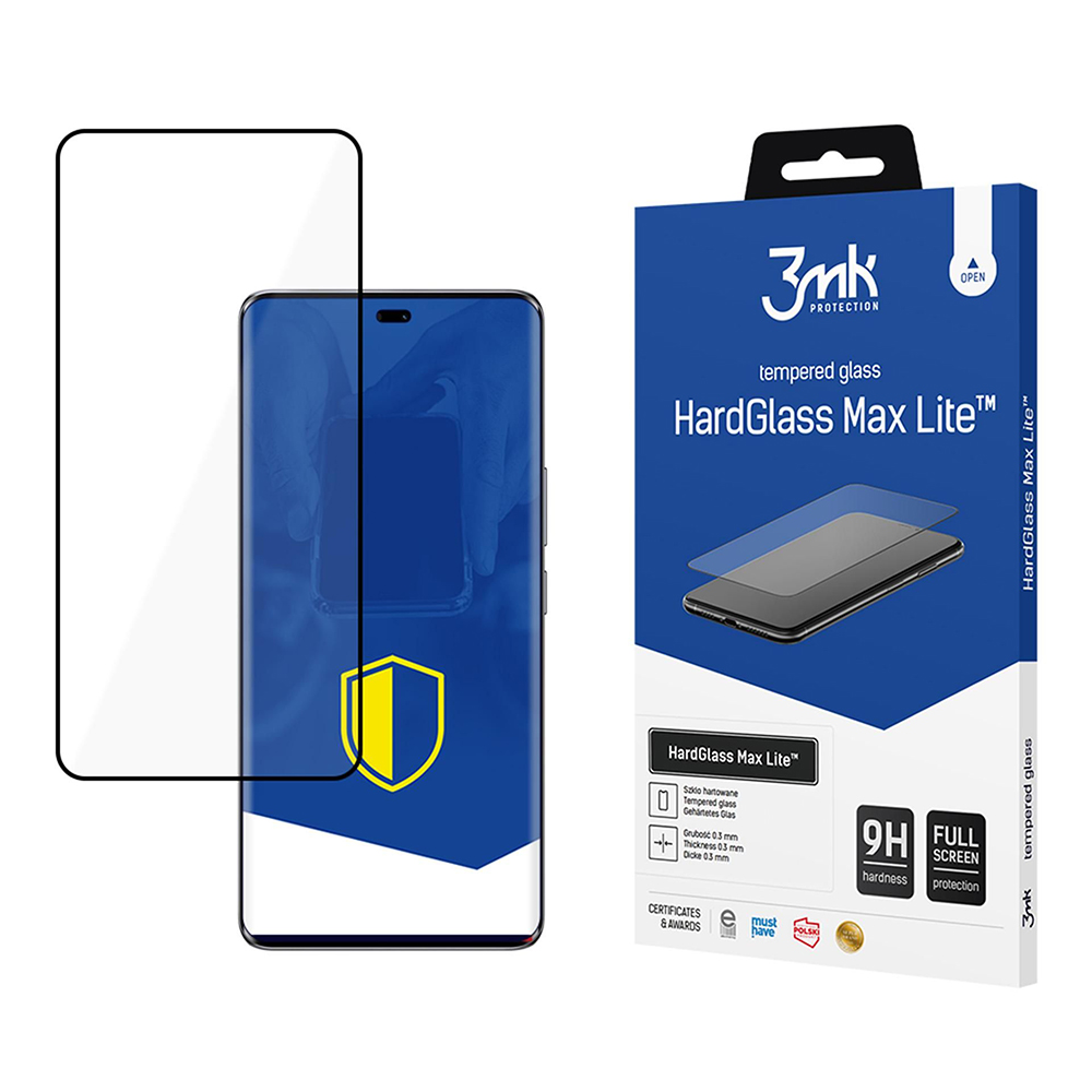 Капак за Honor Magic7 Lite / X9c - 3mk HardGlass Max Lite закален протектор за екран - Черен