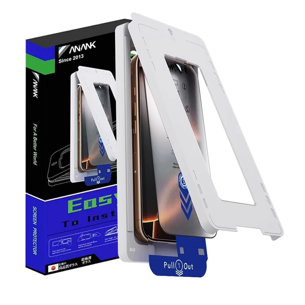 Фолио за iPhone 17 Pro Max с апликатор - ANANK 2.5D 5X Reinforced HD Screen Protector - черно